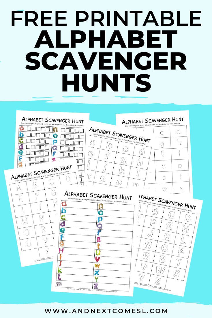 Free Alphabet Scavenger Hunt Printables | And Next Comes L ...