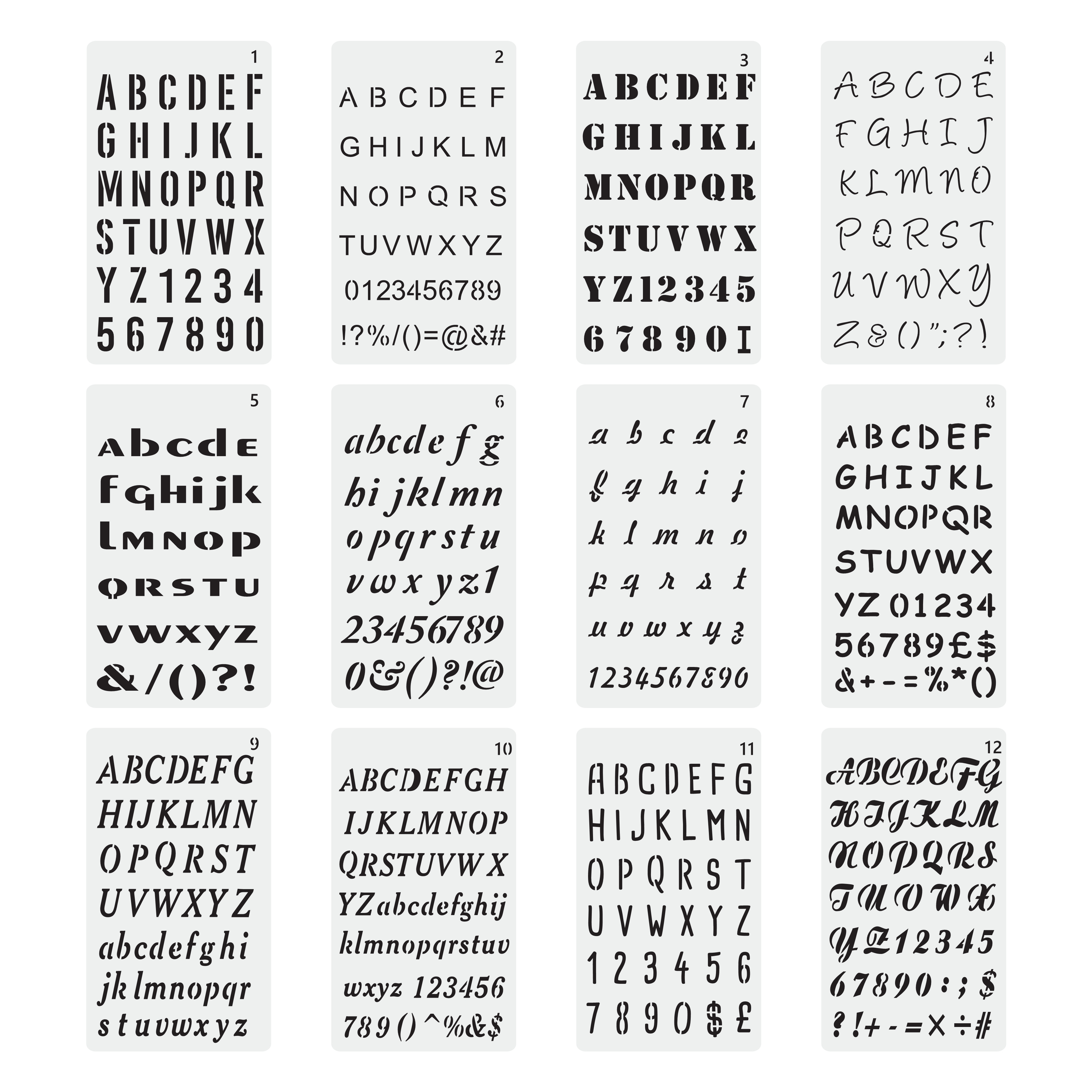 thumbnail image 2 of Large Lettering Stencil Set – 8mm To 30mm Alphabet Letters & Numbers – Flexible Plastic – UK 2 of 6