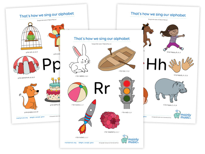Our Alphabet - printable sheet - mainly music and mainly play UK