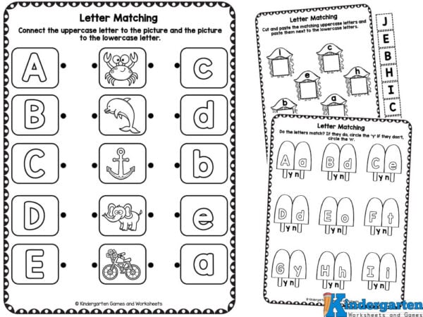 FREE Printable Alphabet Matching Worksheets for Pre-k and Kindergarten