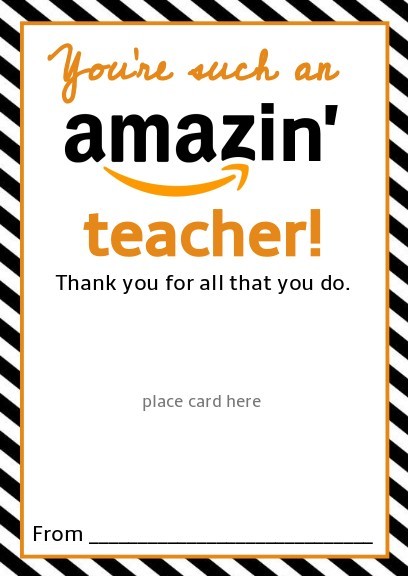 Free Amazon Teacher Gift Card Printable Template - Give Gift of Amazon