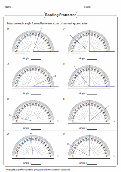 Measuring Angles and Protractor Worksheets | Angles worksheet ...
