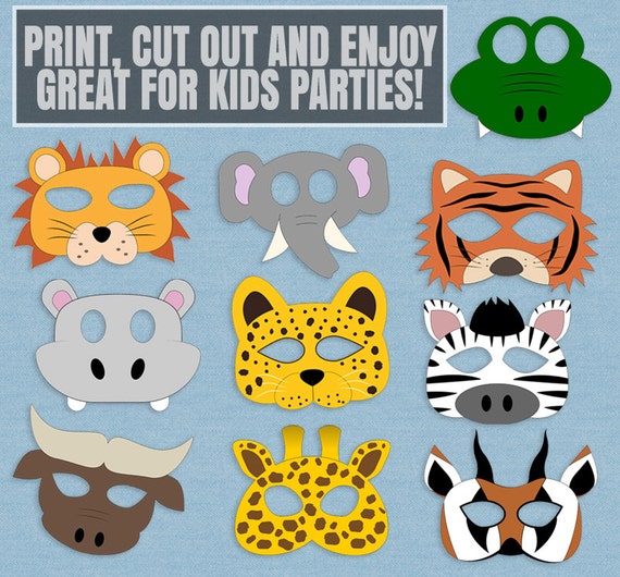 10 Safari Animal Mask Printables, Kids Safari Masks, Printable ...