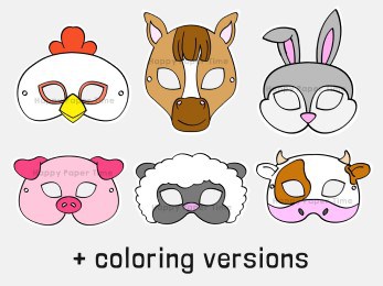 Farm animal masks coloring craft - Printable templates - Happy ...