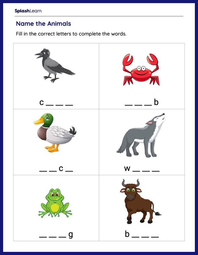 Name The Animals - ELA Worksheets - SplashLearn