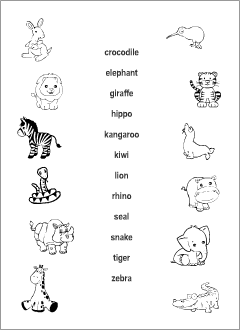 Wild Animals vocabulary for kids learning English | Printable ...