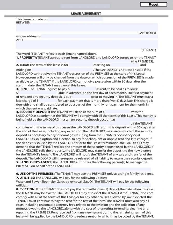 printable apartment rental agreement