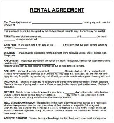Rental Agreement Letter - 13+ Examples, Format, Word, Pages, Doc ...