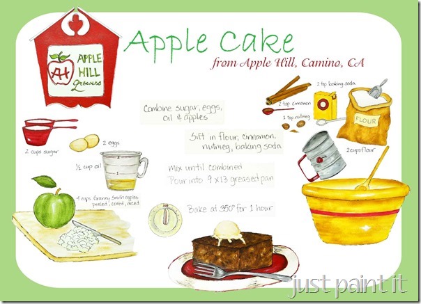 Apple Cake Recipe Illustration-Free Printable - Just Paint It Blog