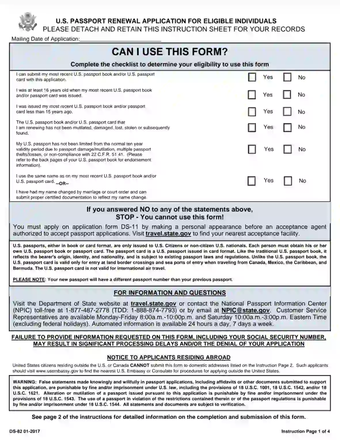 DS-82 US Passport Renewal Application ≡ Fill Out PDF Forms Online