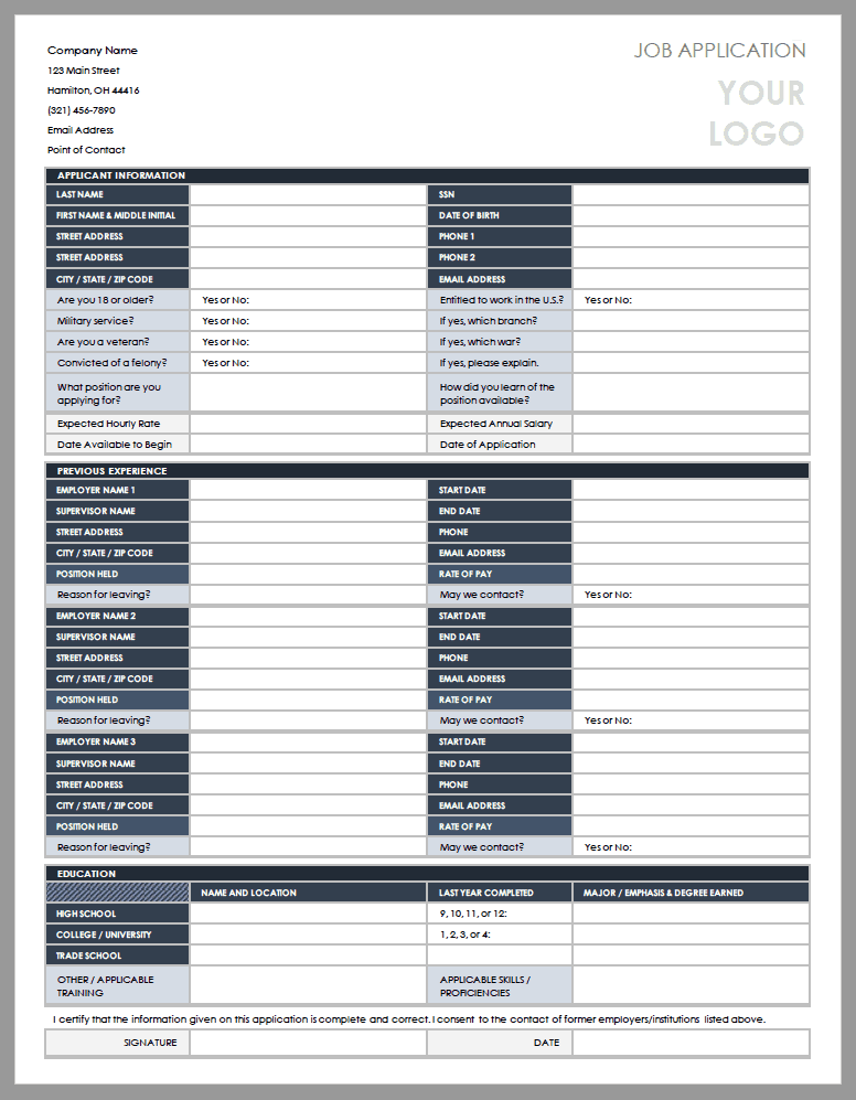 Free Employment Application Templates | Smartsheet