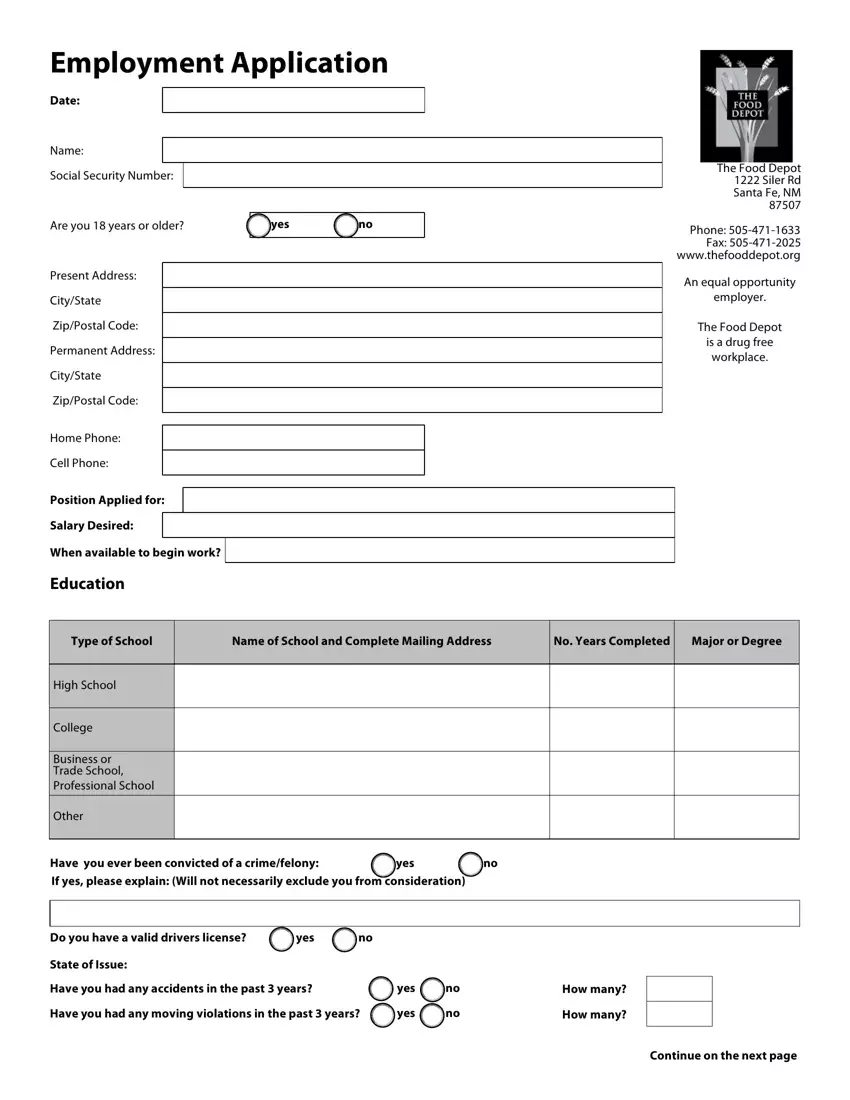Food Depot Application ≡ Fill Out Printable PDF Forms Online