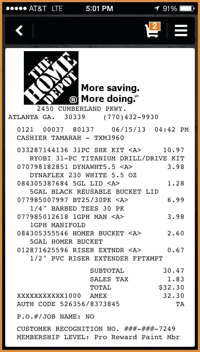 Home Depot Receipt Template New Template Design Ideas
