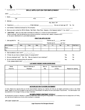 2009 Form SPLLC Application for Employment Fill Online, Printable ...
