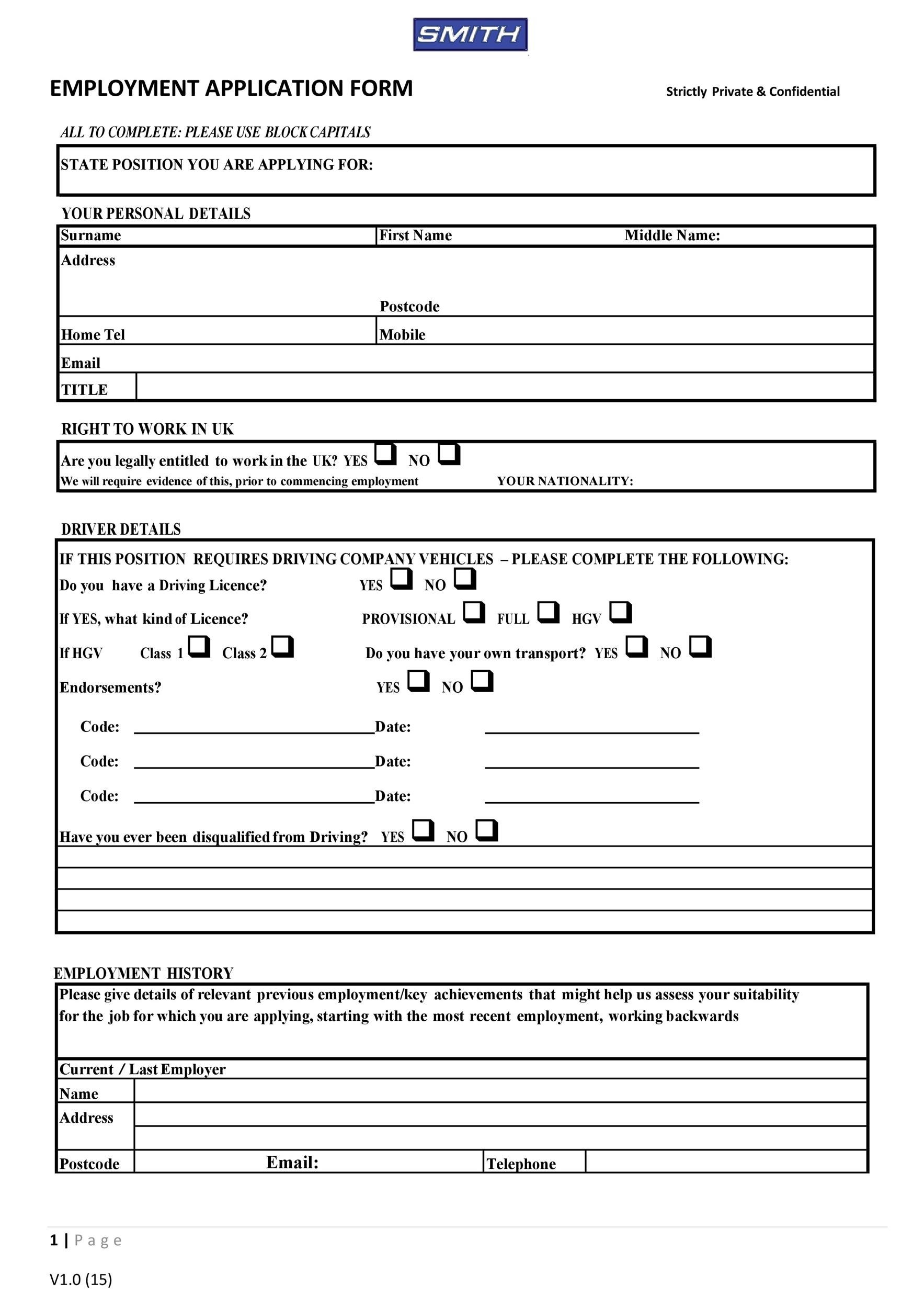 50 Free Employment / Job Application Form Templates [Printable] ᐅ ...