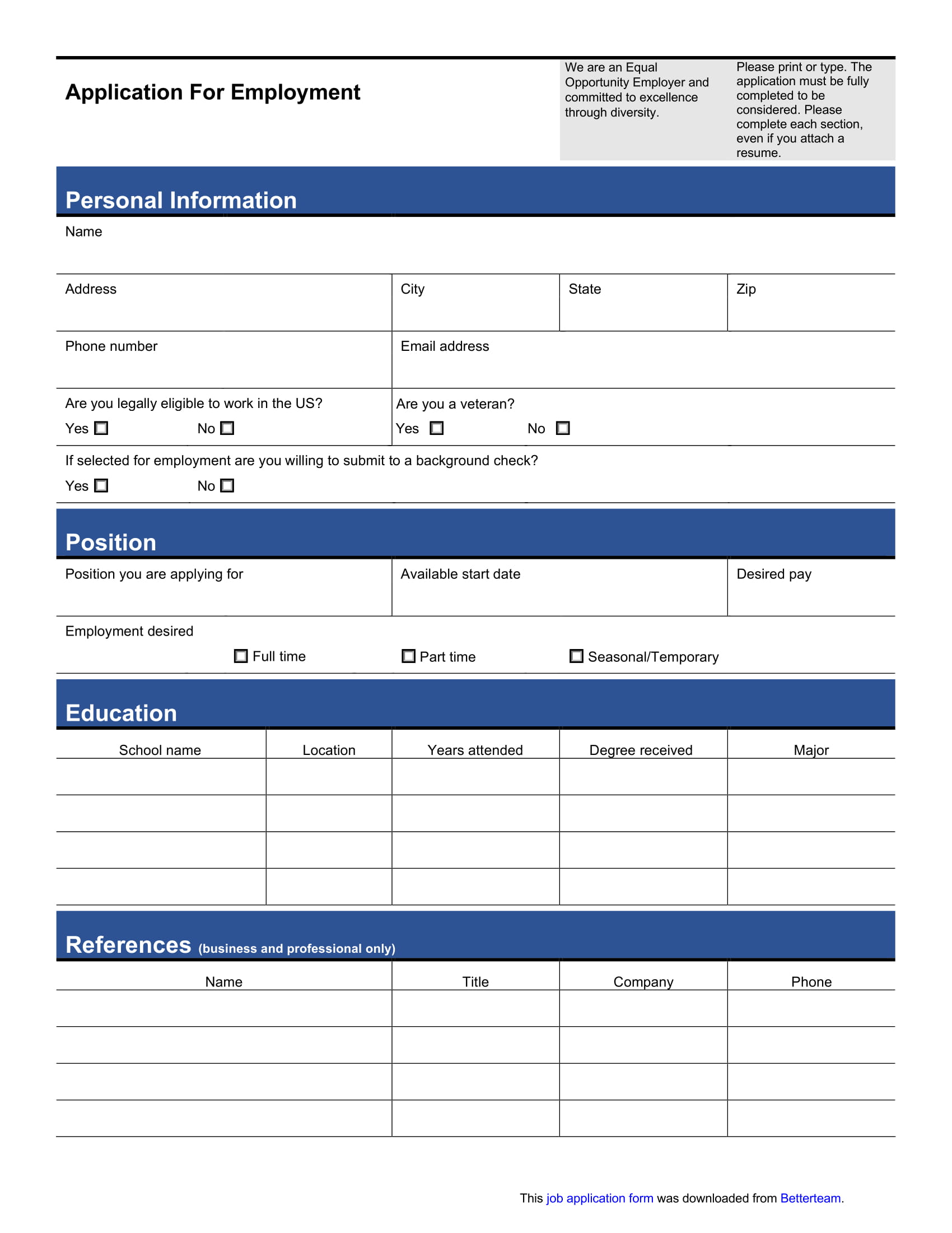 Job Application Form - 13+ Examples, Format, Pdf