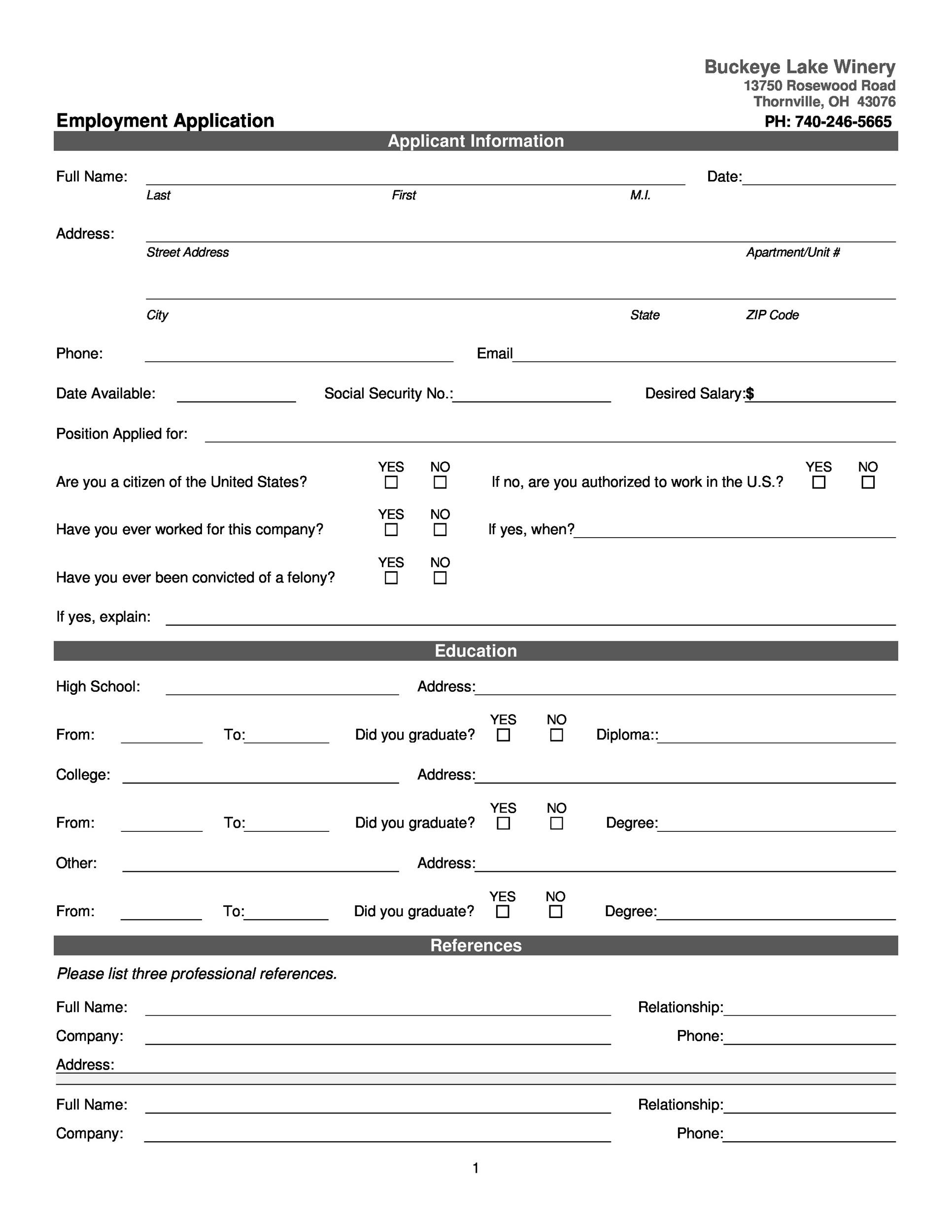 50 Free Employment / Job Application Form Templates [Printable] ᐅ ...