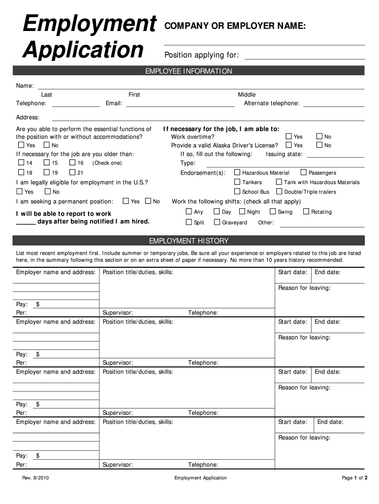 Employment Application Pdf - Fill Online, Printable, Fillable ...
