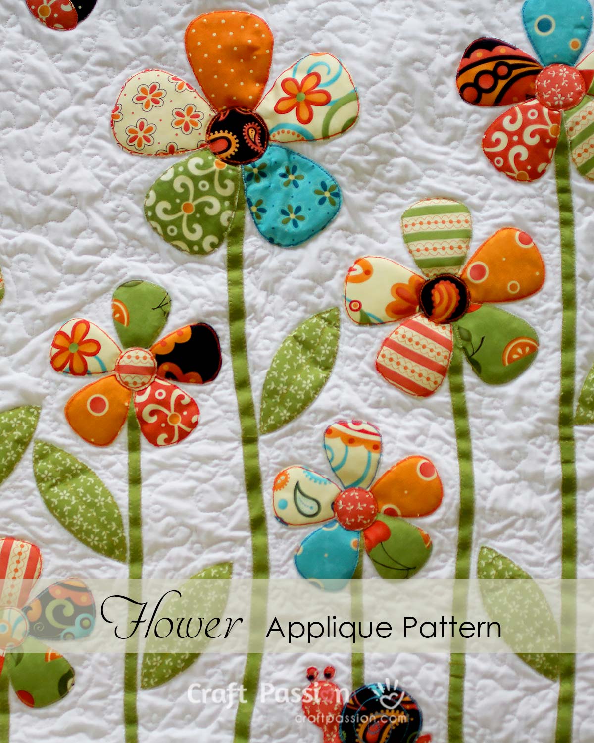 Free Flower Applique Pattern With Leaf Stem Craft Passion Free Flower Applique Pattern With Leaf Stem Craft Passion