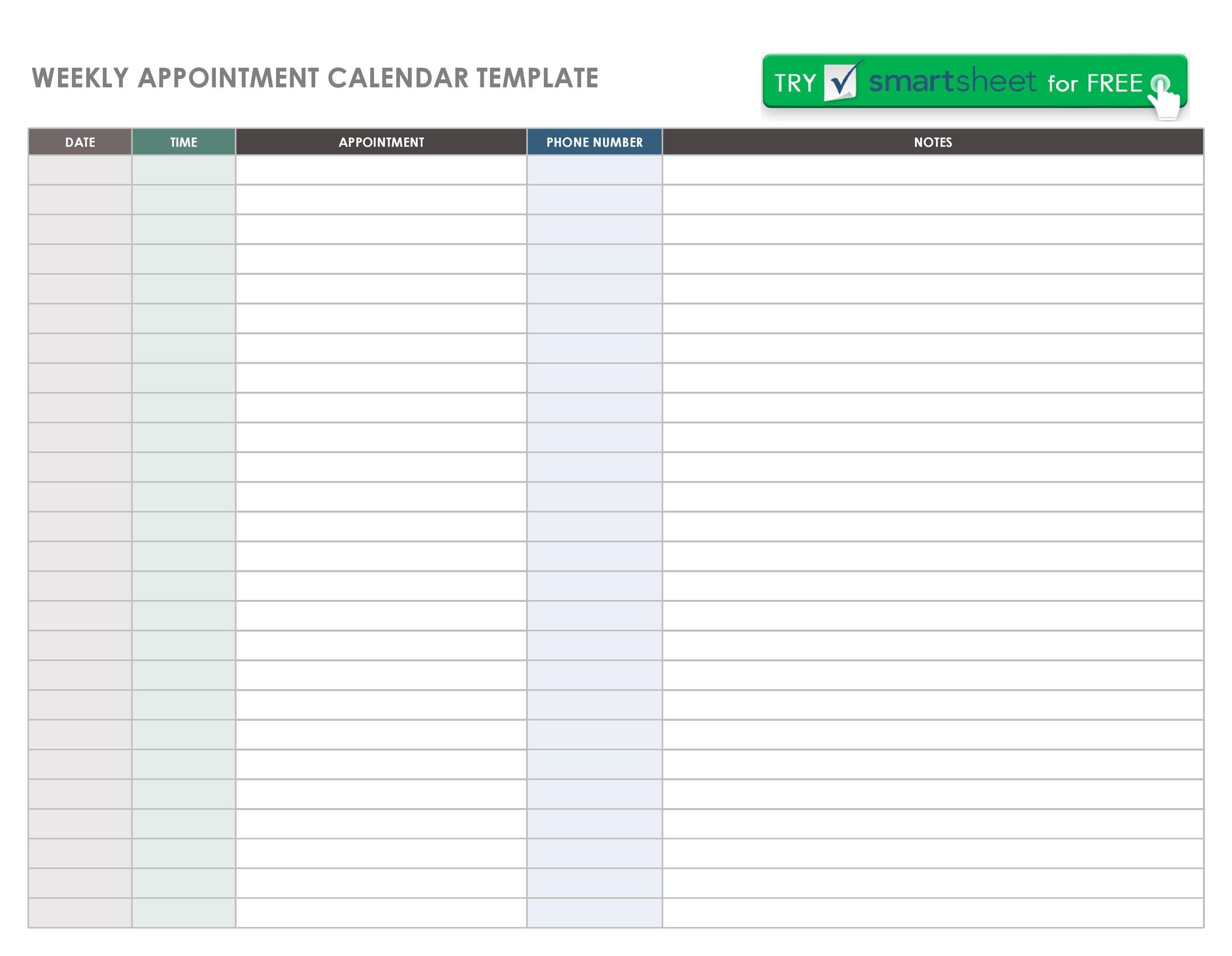 printable appointment list