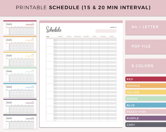 Blank Hour Printable Appointment Book, 15 Minute Increments ...