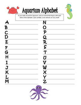 printable aquarium scavenger hunt
