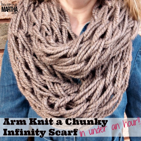 Arm Knitting an Infinity Scarf - The Simply Crafted Life