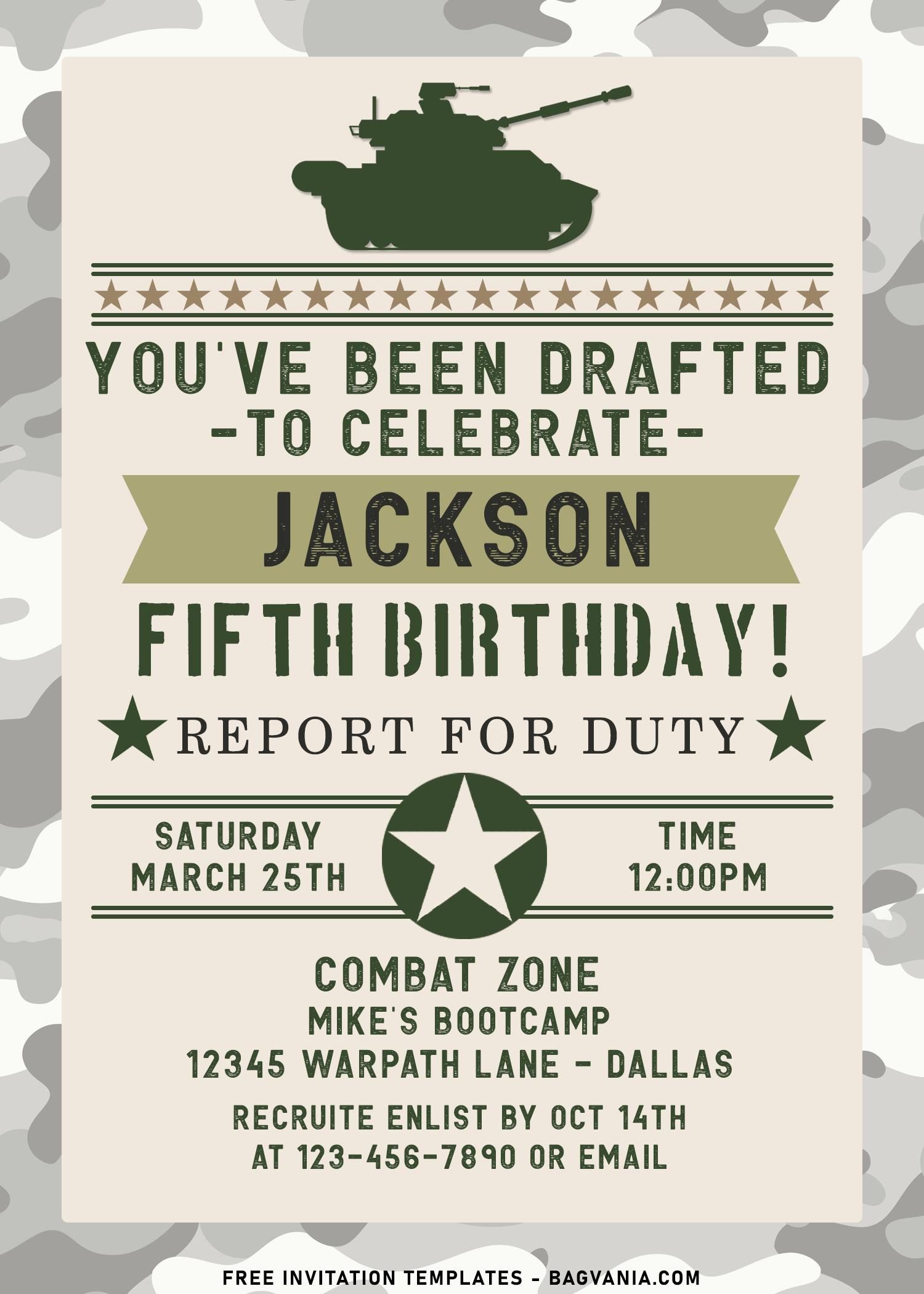 8-military-vehicle-boys-birthday-invitation-templates-worksheets-library for Camo Birthday Invitations Printable Free 8+ Military Vehicle Boys Birthday Invitation Templates - Worksheets Library for Camo Birthday Invitations Printable Free