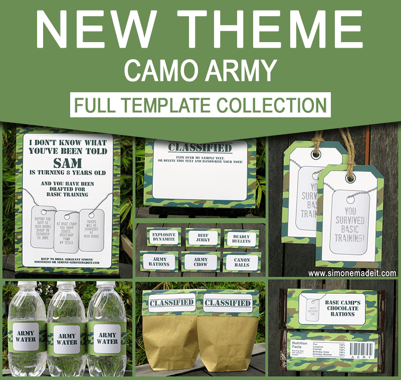 Army Birthday Party Invitations | Camo | Party Decorations