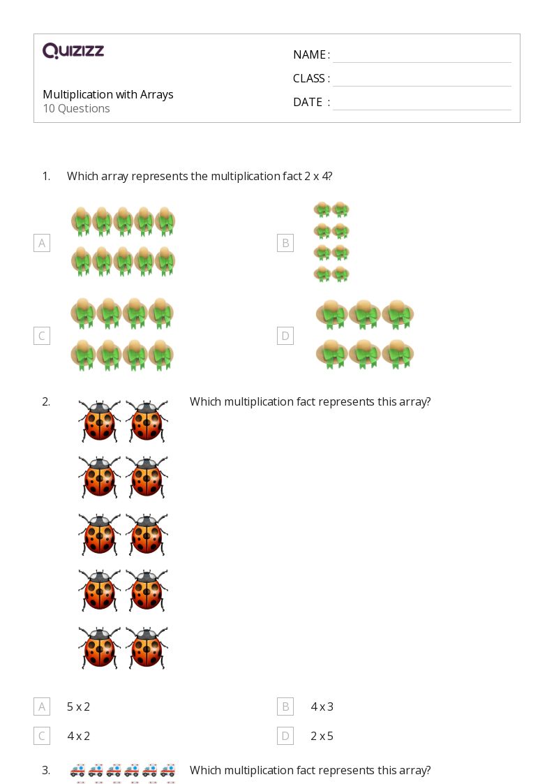 50+ Multiplication with Arrays worksheets for 3rd Year on Quizizz ...