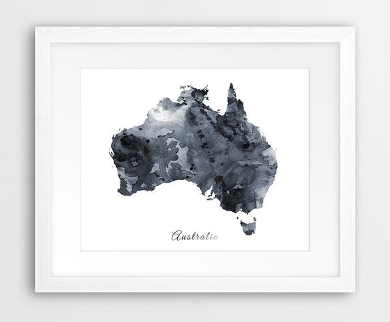 Australia Watercolor Map Printable, Australia Silhouette ...