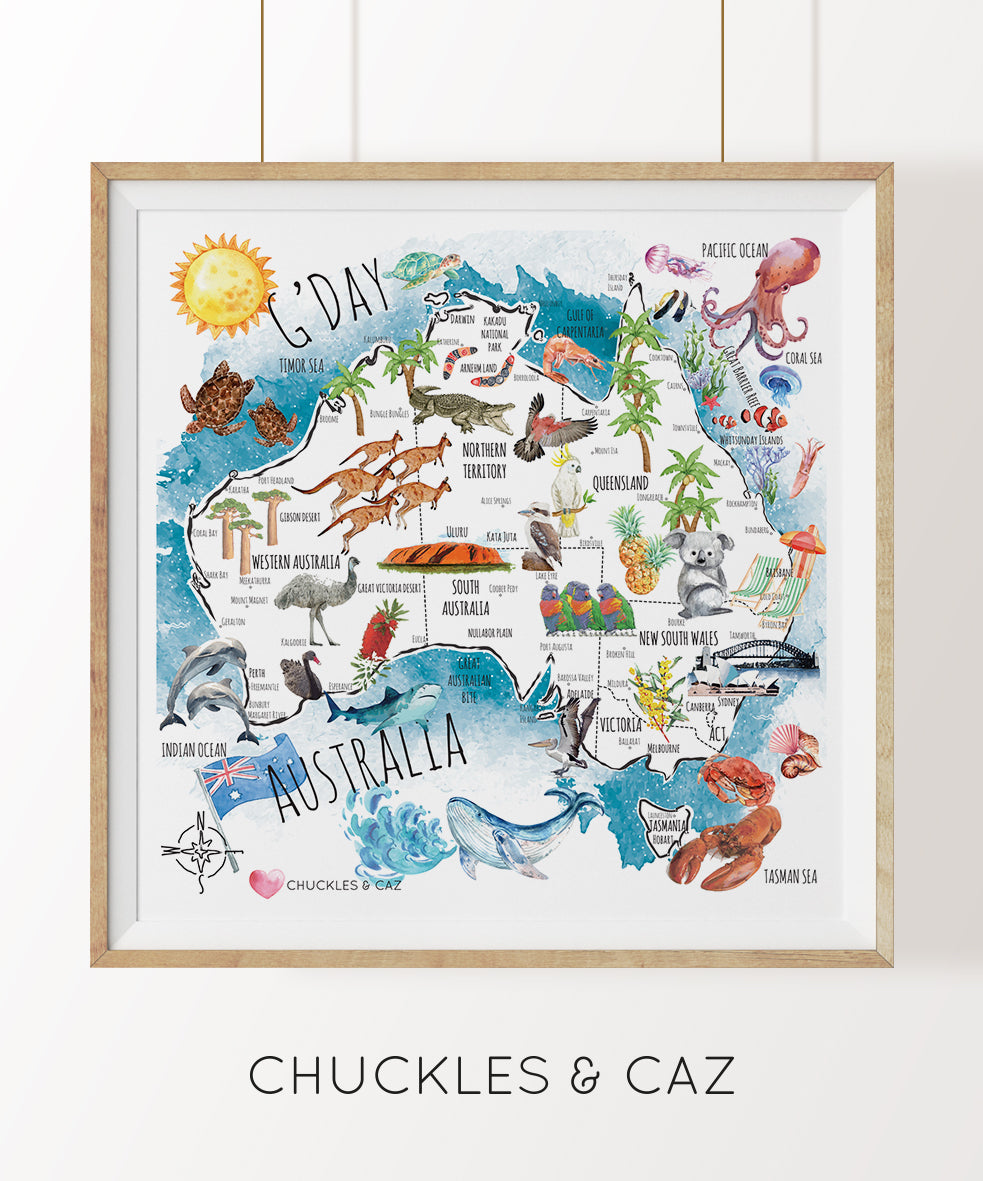 Australian Map Digital Artwork - Chuckles and Caz