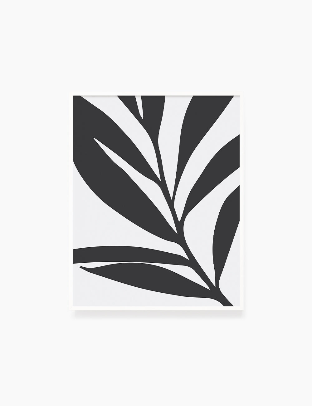 LEAF. Minimalist Botanical Boho Art. Black and White.
