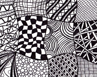 Black and White Printable Art, Zentangle Inspired Ink Drawing ...
