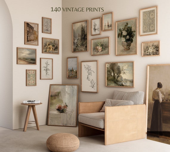 140 Vintage European Wall Art Prints Set Gallery Wall Art Rustic ...