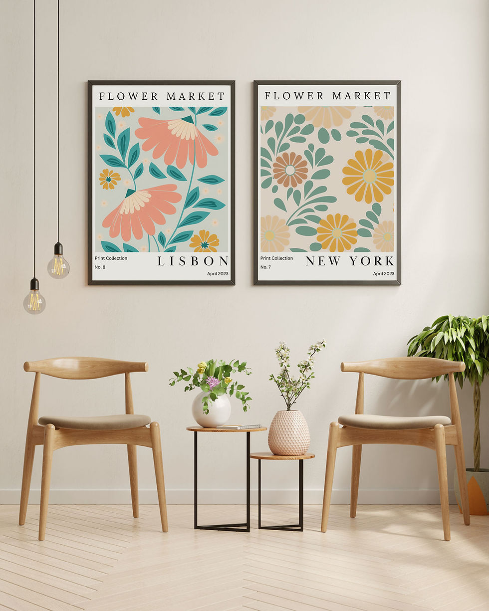 12 Flower Market Print Poster, Botanical Wall Art, Floral Decor ...