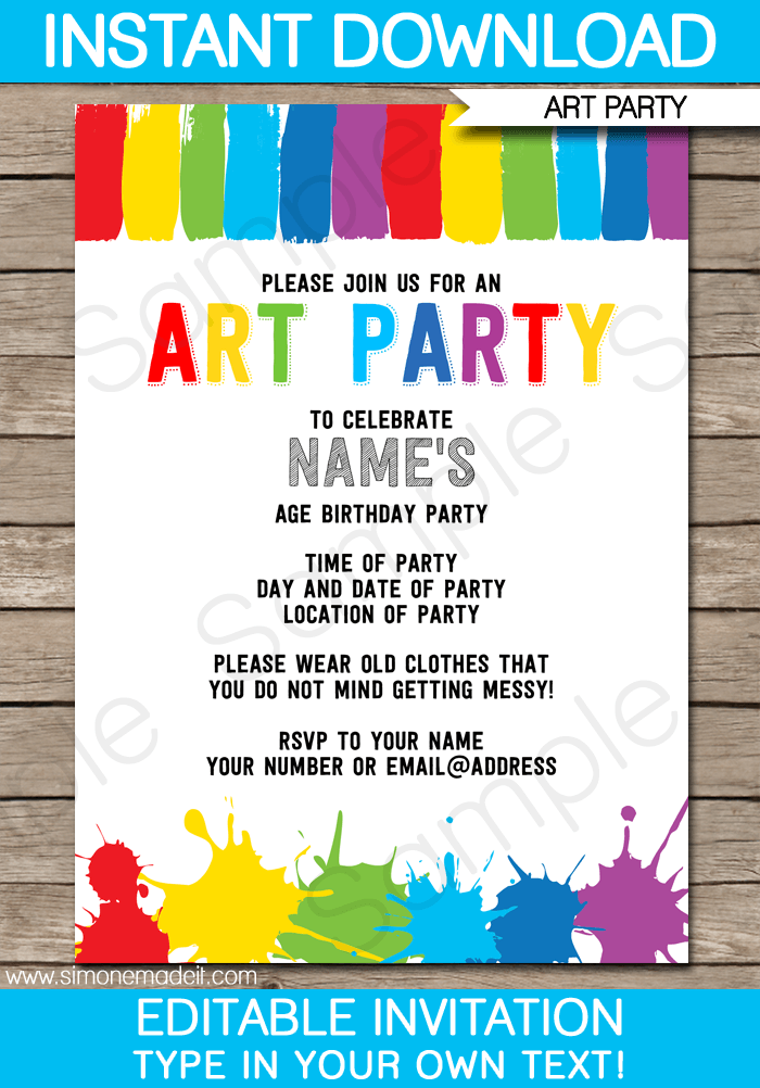 Art Party Invitations Template