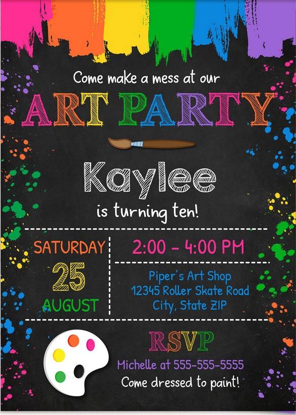 FREE Printable Art Party Invitation Template - Download Hundreds ...