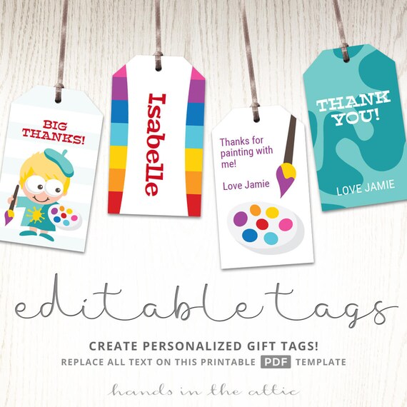 Art Party Printables, Homemade Gift Tags Personalized Diy ...