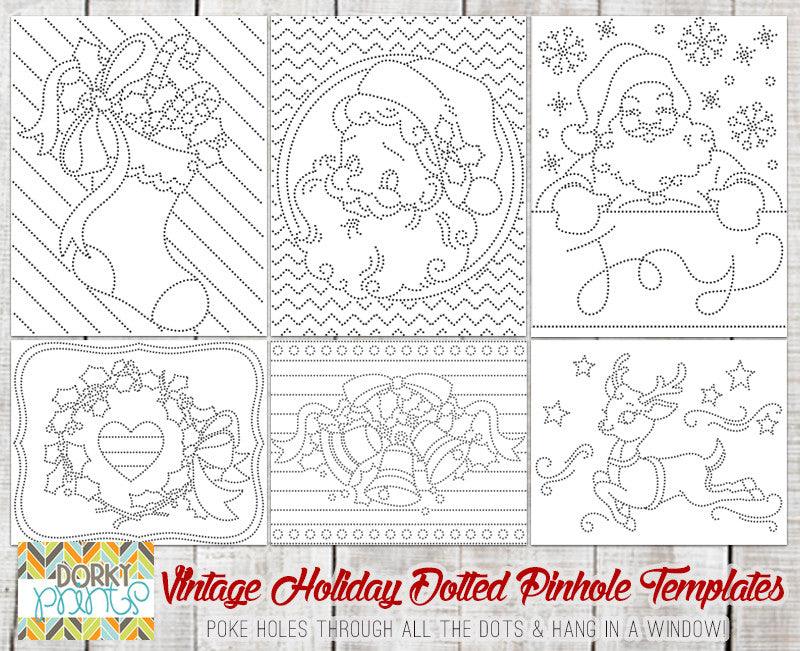 Vintage Holiday Pin Hole Art Templates - Fun Learning Printables ...