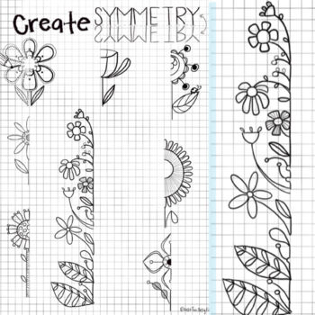 Flower Art Symmetry Drawing Worksheet- Printable PDF by The Artsy Fart