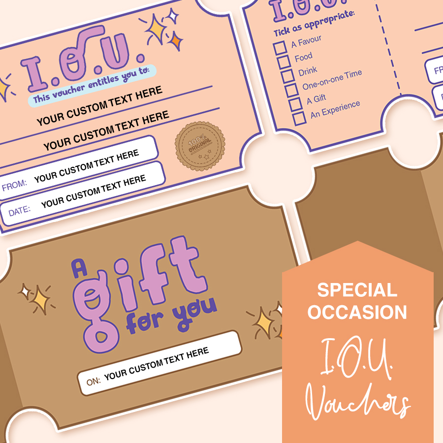 Printable Personalised IOU (I Owe You) Coupon Voucher Templates