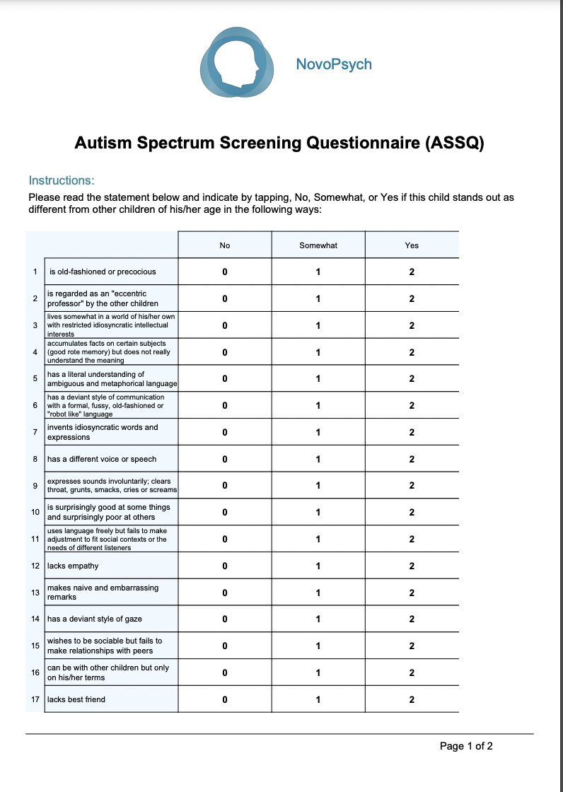 Ages & Stages Questionnaire | School Health - Worksheets Library