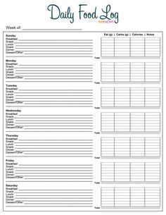 printable atkins food journal
