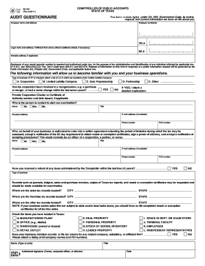 Form 00-750, Audit Questionnaire (PDF) - Texas Comptroller 2020 ...