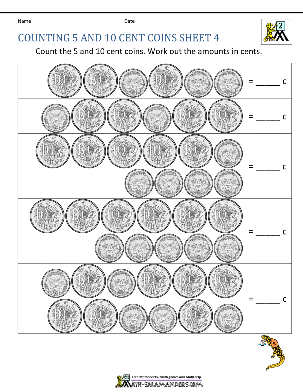 printable australian money games