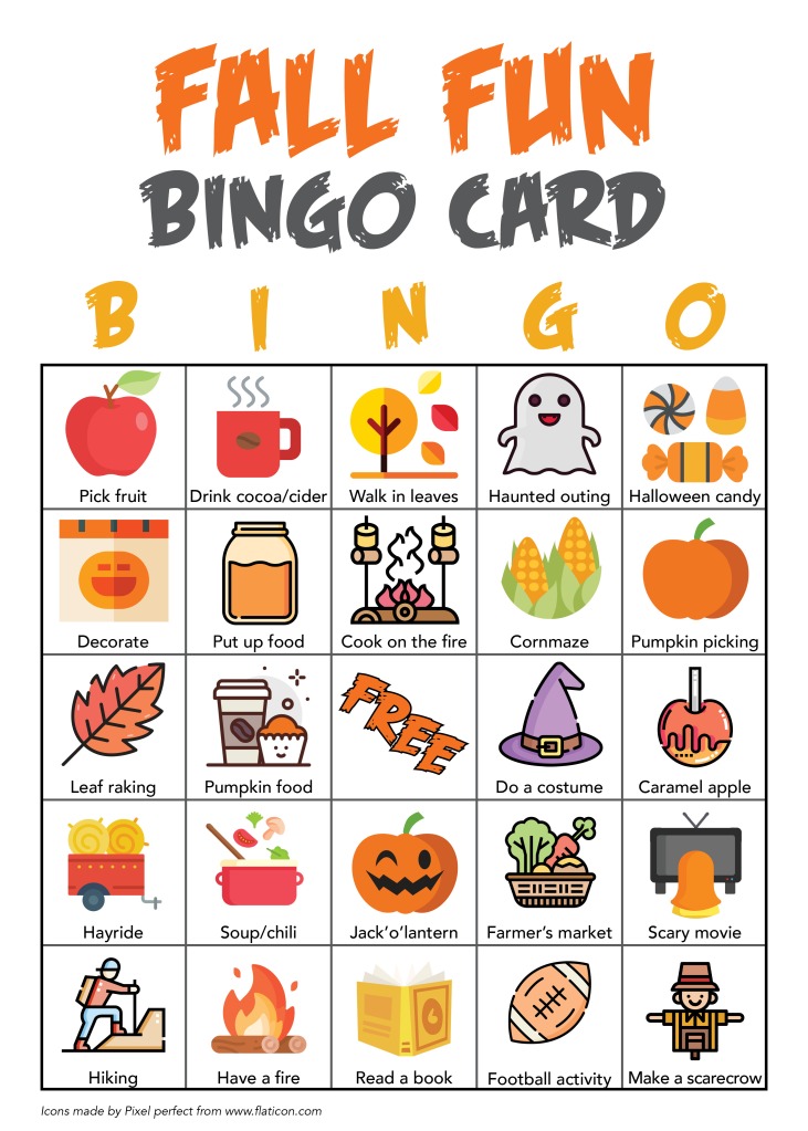 Free Printable for Autumn Activities BINGO Card - Weekend Woman ...
