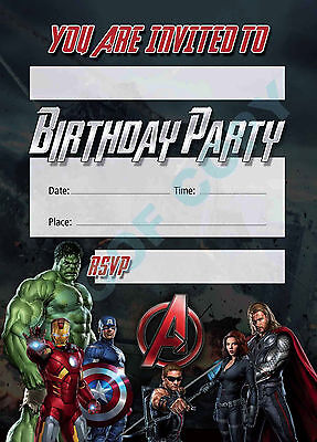 #43 AVENGERS MOVIE Pack of 10 kids children birthday party INVITATIONS |  eBay