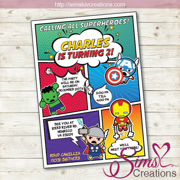 CHIBI MARVEL AVENGERS BIRTHDAY PRINTABLE INVITATION | CUTE ...