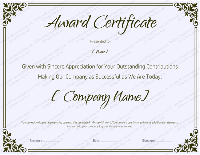 Blank Retirement Certificate Template - Editable and Printable